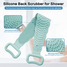 Load image into Gallery viewer, Silicone Back Scrubber for Shower, Lengthen & Soft Back Washer, Bath Body Brush with Handles for Deep Cleaning, Exfoliating and Massaging ( 30-Inch) 148 / 5000 翻译结果
