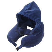 Load image into Gallery viewer, Neck Pillow Inflatable Travel Pillow Comfortably Supports The Head, Neck and Chin, Airplane Pillow with Soft Velour Cover, Hat, Portable Drawstring Bag, 3D Eye Mask and Earplugs
