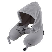 Load image into Gallery viewer, Neck Pillow Inflatable Travel Pillow Comfortably Supports The Head, Neck and Chin, Airplane Pillow with Soft Velour Cover, Hat, Portable Drawstring Bag, 3D Eye Mask and Earplugs