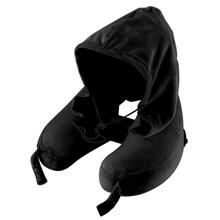 Load image into Gallery viewer, Neck Pillow Inflatable Travel Pillow Comfortably Supports The Head, Neck and Chin, Airplane Pillow with Soft Velour Cover, Hat, Portable Drawstring Bag, 3D Eye Mask and Earplugs