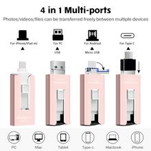 Load image into Gallery viewer, USB Flash Drive 128 GB for iPhone High Speed Memory Photo Stick 4 in 1 Thumb Drive Jump Drive Compatible with iPhone, iPad, MacBook, Android, Samsung, PC and More Devices