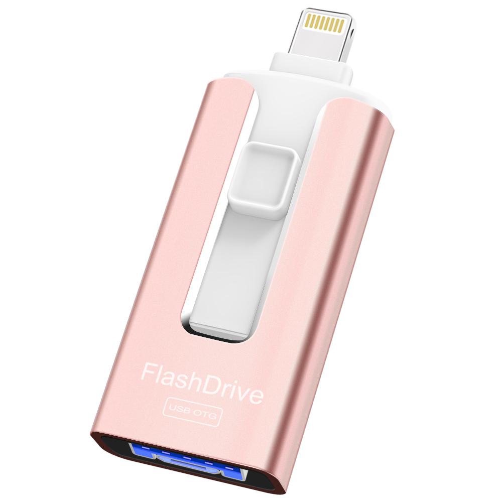USB Flash Drive 128 GB for iPhone High Speed Memory Photo Stick 4 in 1 Thumb Drive Jump Drive Compatible with iPhone, iPad, MacBook, Android, Samsung, PC and More Devices